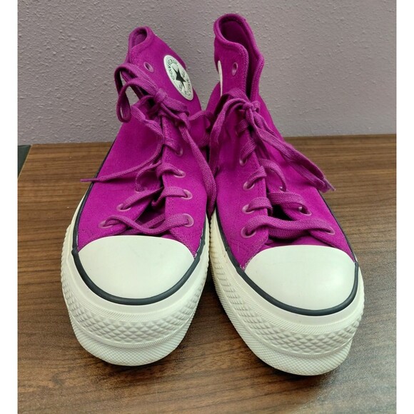 Converse Chuck Taylor All Star Suede Platform Shadowberry Violet Women's Size 10 - Picture 2 of 7